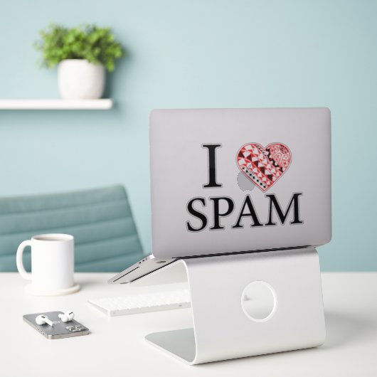 I Heart SPAM Aufkleber (Laptop auf Schreibtisch)