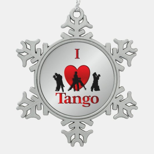 I Heart Tango Tanz Pewter Snowflake Ornament (Vorderseite)