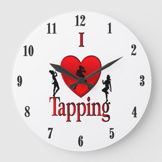 I Heart Tap Dance Große Wanduhr (Vorderseite)
