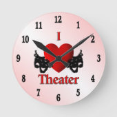 I Heart Theater Pink Runde Wanduhr (Vorderseite)