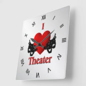 I Heart Theater Roman Numerals Quadratische Wanduhr (Winkel)
