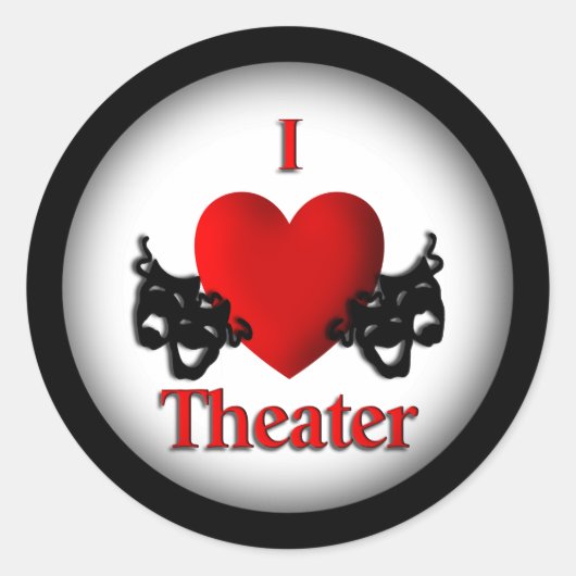 I Heart Theater Runder Aufkleber (Vorderseite)