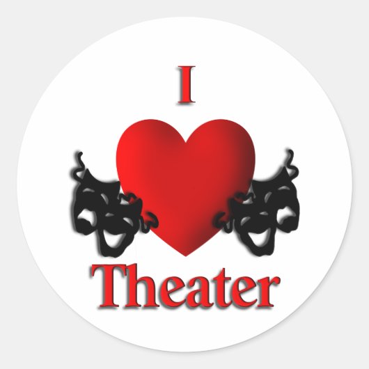 I Heart Theater Runder Aufkleber (Vorderseite)
