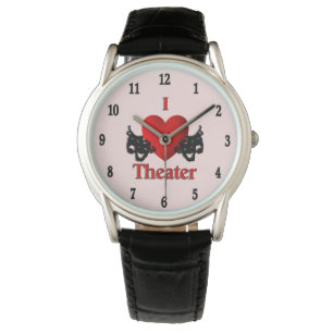 I Heart Theater schwarze Zahlen rosa Armbanduhr