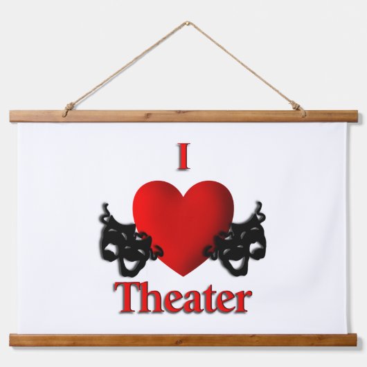 I Heart Theater Wandteppich Mit Holzrahmen (Vorne)