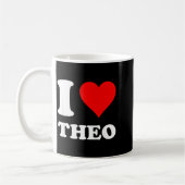 I Heart Theo I Love Theo Red Heart Valentine's Day Kaffeetasse (Links)
