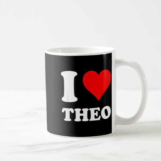I Heart Theo I Love Theo Red Heart Valentine's Day Kaffeetasse (Rechts)