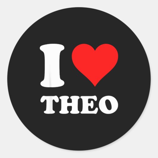 I Heart Theo I Love Theo Red Heart Valentine's Day Runder Aufkleber (Vorderseite)