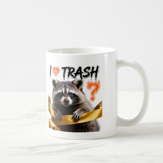 I Heart Trash Cute Raccoon Design Kaffeetasse (Rechts)