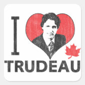 I Heart Trudeau Quadratischer Aufkleber (Vorderseite)
