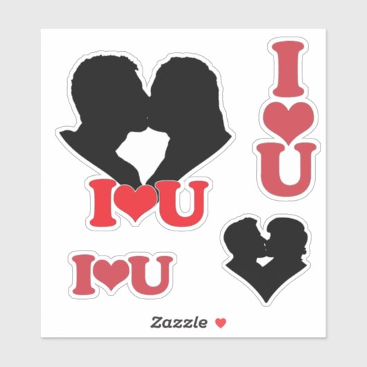 I Heart U Couple Scrap Book Aufkleber (Blatt)
