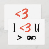 I Heart U More Than Infinity Flat Thank You Card Dankeskarte (Vorne/Hinten)