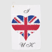 I Heart UK England Britische Flagge Golfhandtuch (Vorderseite)