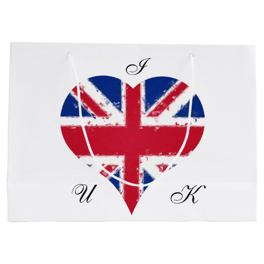 I Heart UK England Britische Flagge Große Geschenktüte (Rückseite)