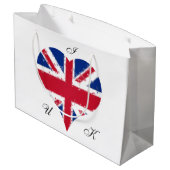 I Heart UK England Britische Flagge Große Geschenktüte (Rückseite Schrägansicht)