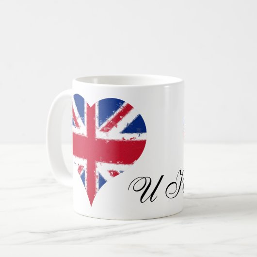 I Heart UK England Britische Flagge Kaffeetasse (Vorderseite Links)