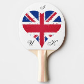 I Heart UK England Britische Flagge Tischtennis Schläger (Vorderseite)