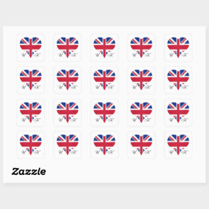 I Heart UK Great Britain Flag Quadratischer Aufkleber