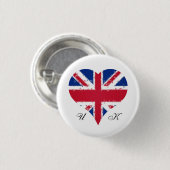 I Heart UK Großbritannien Britische Flagge Button (Vorne & Hinten)