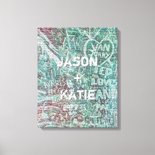 I Heart Urban Street Art Graffiti Chalk mit Namen Leinwanddruck (Vorderseite)