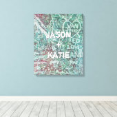 I Heart Urban Street Art Graffiti Chalk mit Namen Leinwanddruck (Insitu (Holzboden))