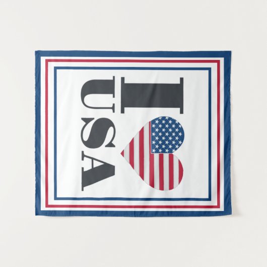 I Heart USA Flag Tapestry Wandteppich (Vorderseite (Horizontal))