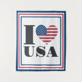 I Heart USA Flag Tapestry Wandteppich (Vorderseite)