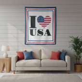 I Heart USA Flag Tapestry Wandteppich