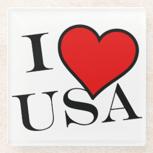 I Heart USA Glass Untersetzer kann
