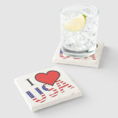 I Heart USA Overlay Coast Steinuntersetzer (Seitenansicht)
