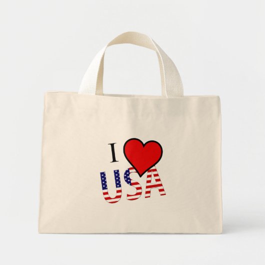 I Heart USA Overlay Text Mini Stoffbeutel (Vorne)