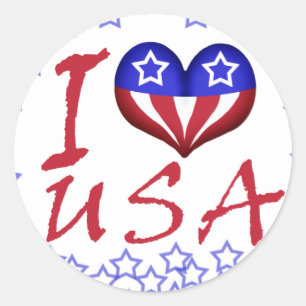 I Heart USA Round Sticker
