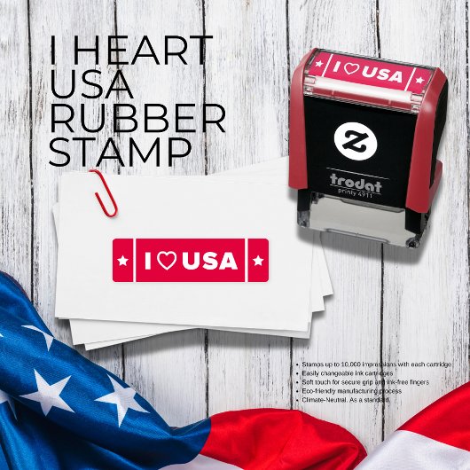 I Heart USA Rubber Briefmarke Permastempel