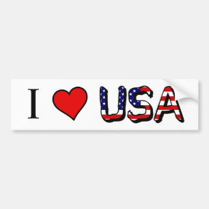 I Heart USA überlagert auf US Flag bscn Autoaufkleber