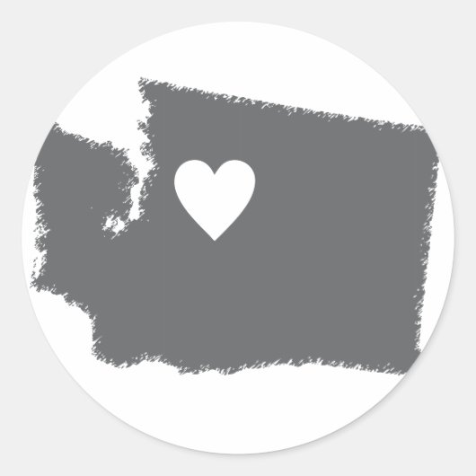I Heart Washington Grunge Look Kontur Staat Liebe Runder Aufkleber (Vorderseite)