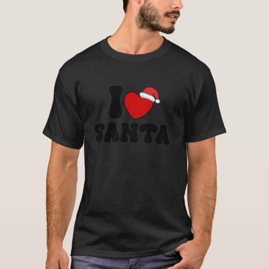 I Heart Weihnachten Weihnachtsmannmütze Rotes Herz T-Shirt (Vorderseite)