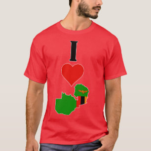 I Heart Zambia I Liebe Sambia National Flag Map Ve T-Shirt