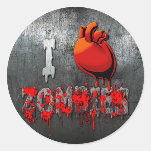 I Heart Zombies Runder Aufkleber (Vorderseite)