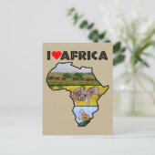 I Heat Africa Wildlife Collage Postcard Postkarte (Stehend Vorderseite)