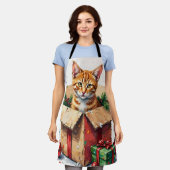 I Help Unpack! Funny Cat in Christmas Shipping Box Schürze (Getragen)