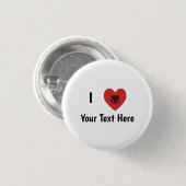 I (Herz-Albanische Flagge geformt) Ihr Text Button (Vorne & Hinten)