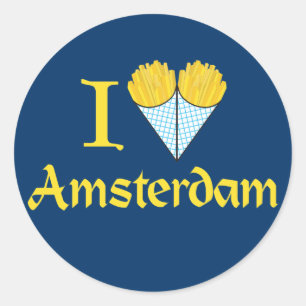 I Herz Amsterdam Runder Aufkleber