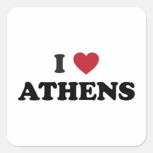I Herz Athen Griechenland Quadratischer Aufkleber