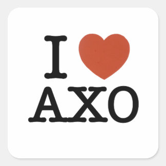 I Herz axo Quadratischer Aufkleber