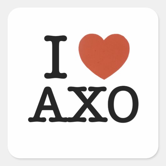 I Herz axo Quadratischer Aufkleber (Vorderseite)