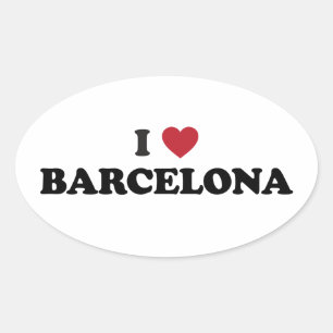 I Herz Barcelona Spanien Ovaler Aufkleber