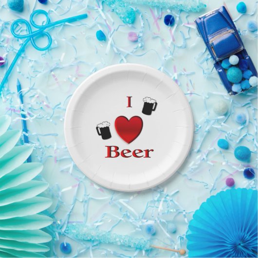 I Herz Beer Design Cufflinks Pappteller (Party)