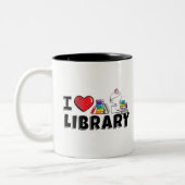 I Herz-Bibliotheks-Tasse Zweifarbige Tasse (Links)