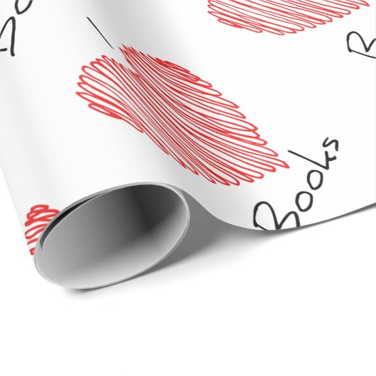 I Herz-Bücher Geschenkpapier (Rolleneckpunkt)
