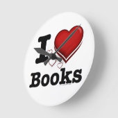 I Herz-Bücher! I Liebe-Bücher! (Beschattetes Herz) Runde Wanduhr (Winkel)